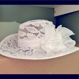 White Lace Hat with Bow